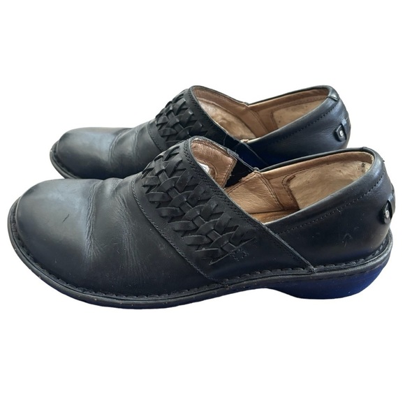 UGG Anila Black Leather Wool Lined Slip On Clog Size 9 - Picture 5 of 11